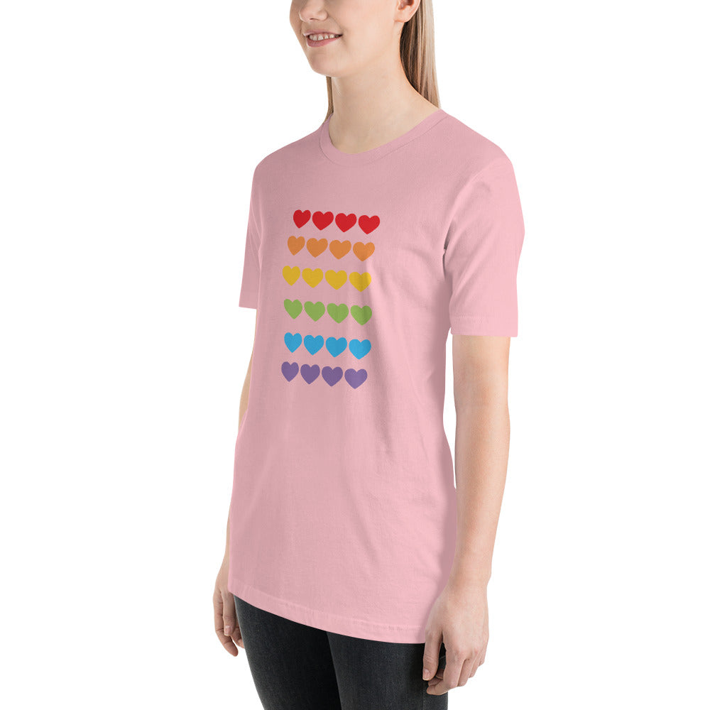 Unisex Short Sleeve Bella Canvas Tee Rainbow Hearts