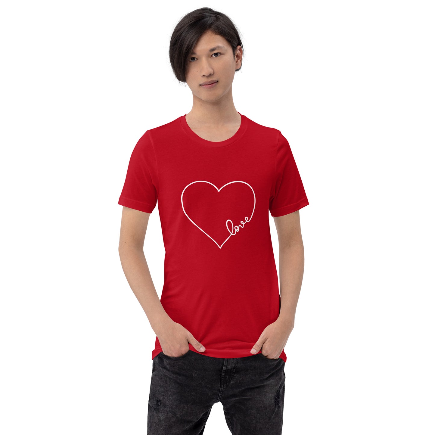 Unisex Short Sleeve Bella Canvas Tee Heart Love Script