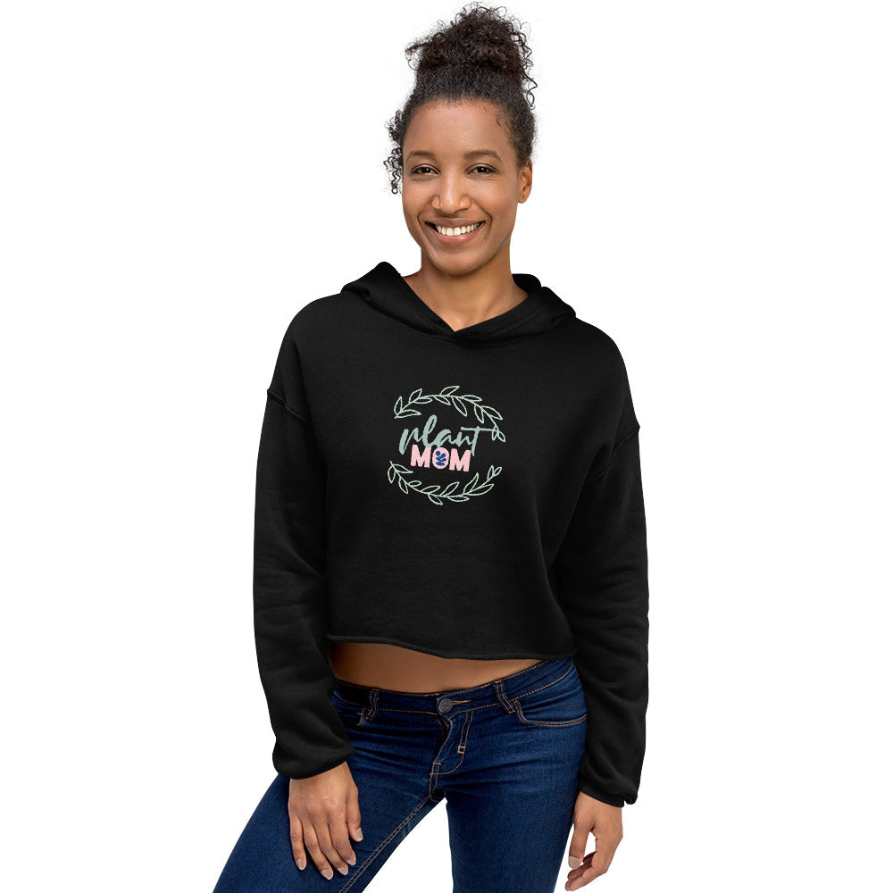 Women's Bella+Canvas Crop Hoodie Plant Mom Wreath