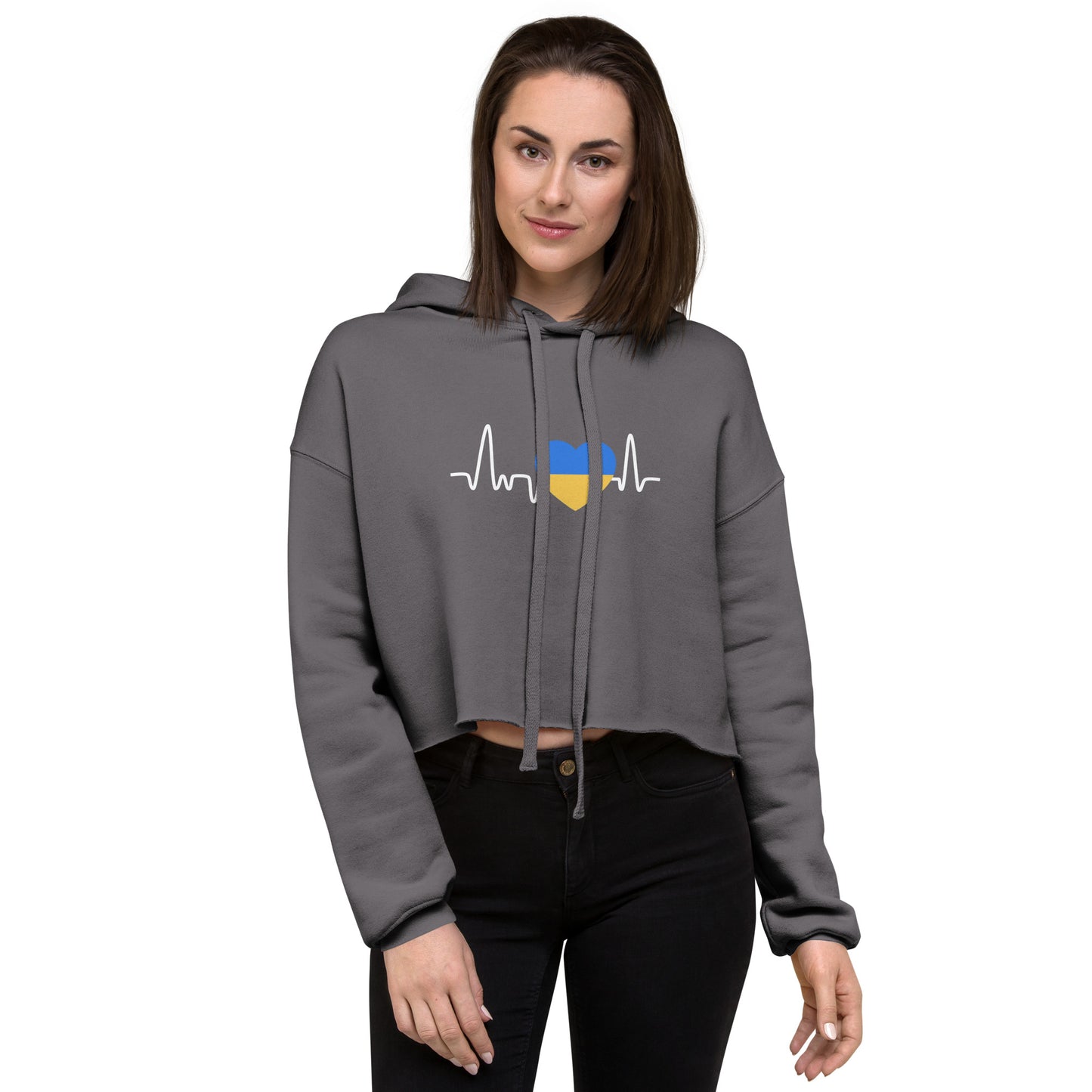 Women's Bella+Canvas Crop Hoodie Ukraine Heartbeat