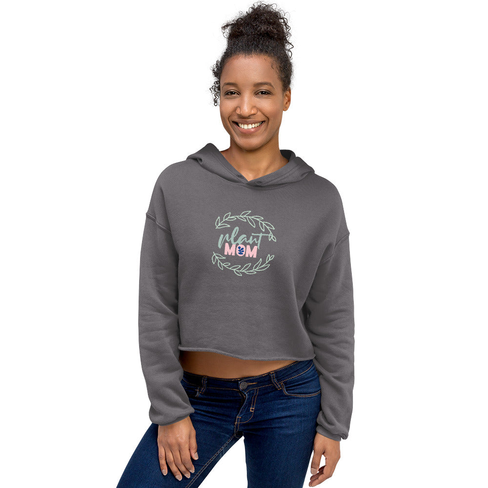 Women's Bella+Canvas Crop Hoodie Plant Mom Wreath