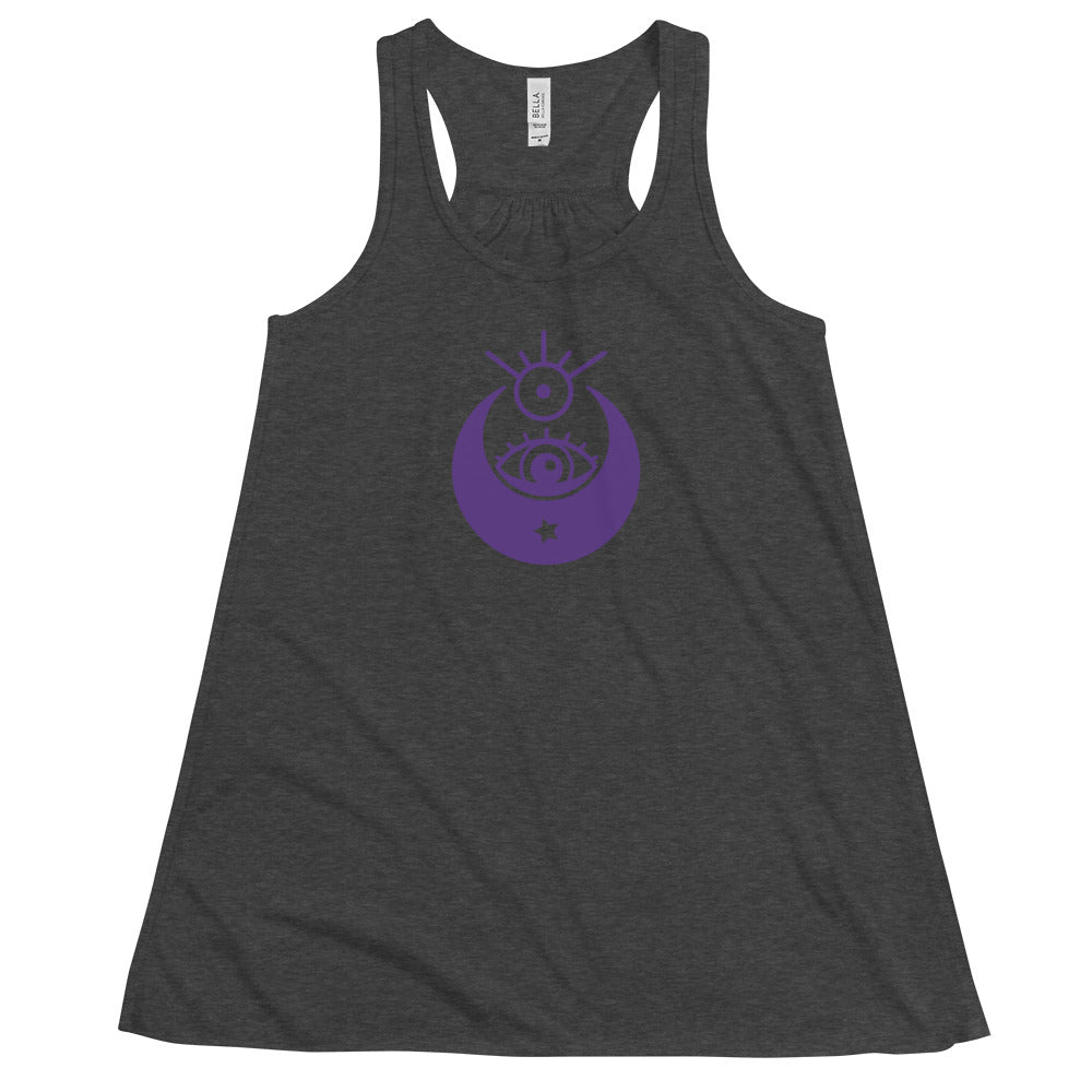 Women's Flowy Racerback Bella+Canvas Tank Purple Crescent Eye