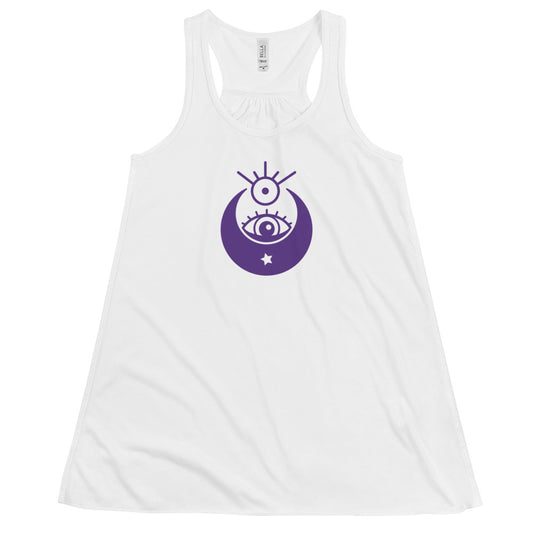 Women's Flowy Racerback Bella+Canvas Tank Purple Crescent Eye