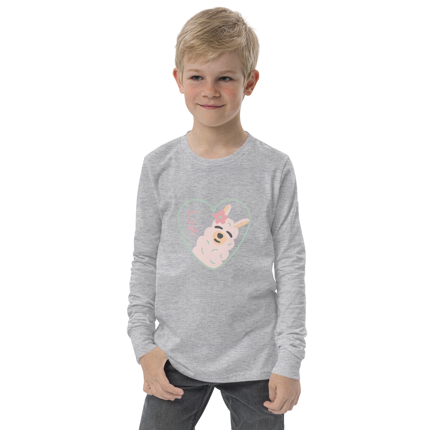 Youth Long Sleeve Bella+Canvas Tee Love Llama