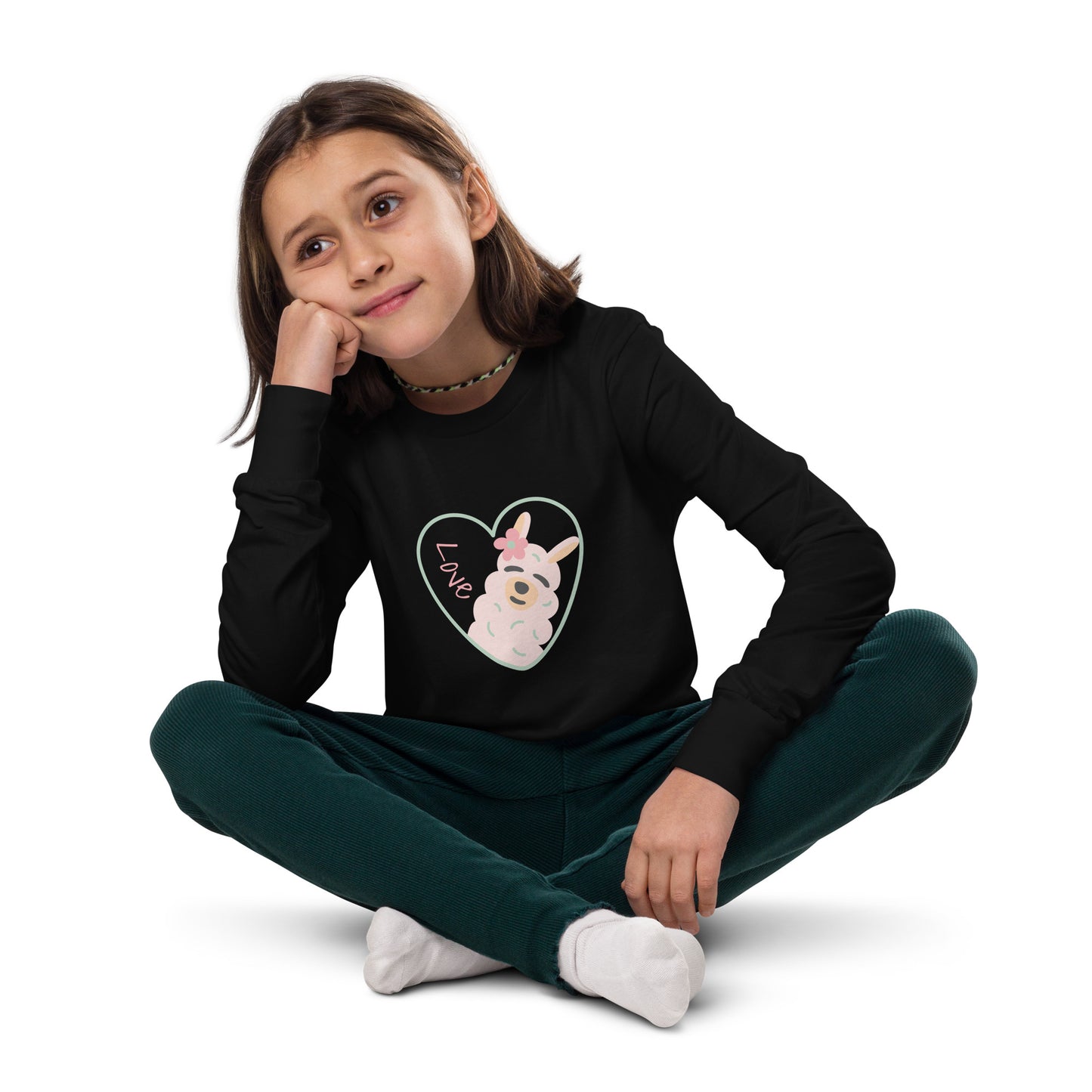 Youth Long Sleeve Bella+Canvas Tee Love Llama