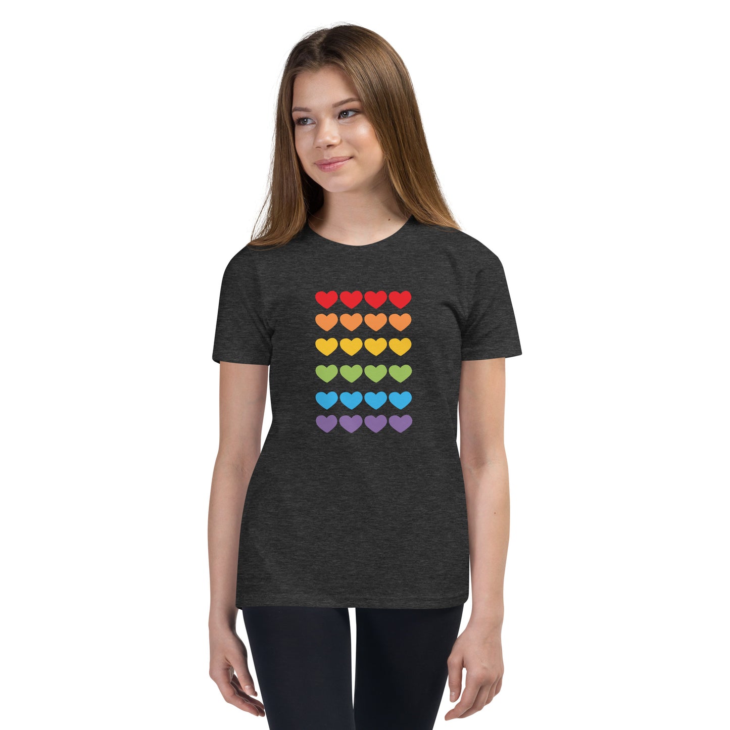 Unisex Kids Short Sleeve Bella Canvas Tee Rainbow Hearts