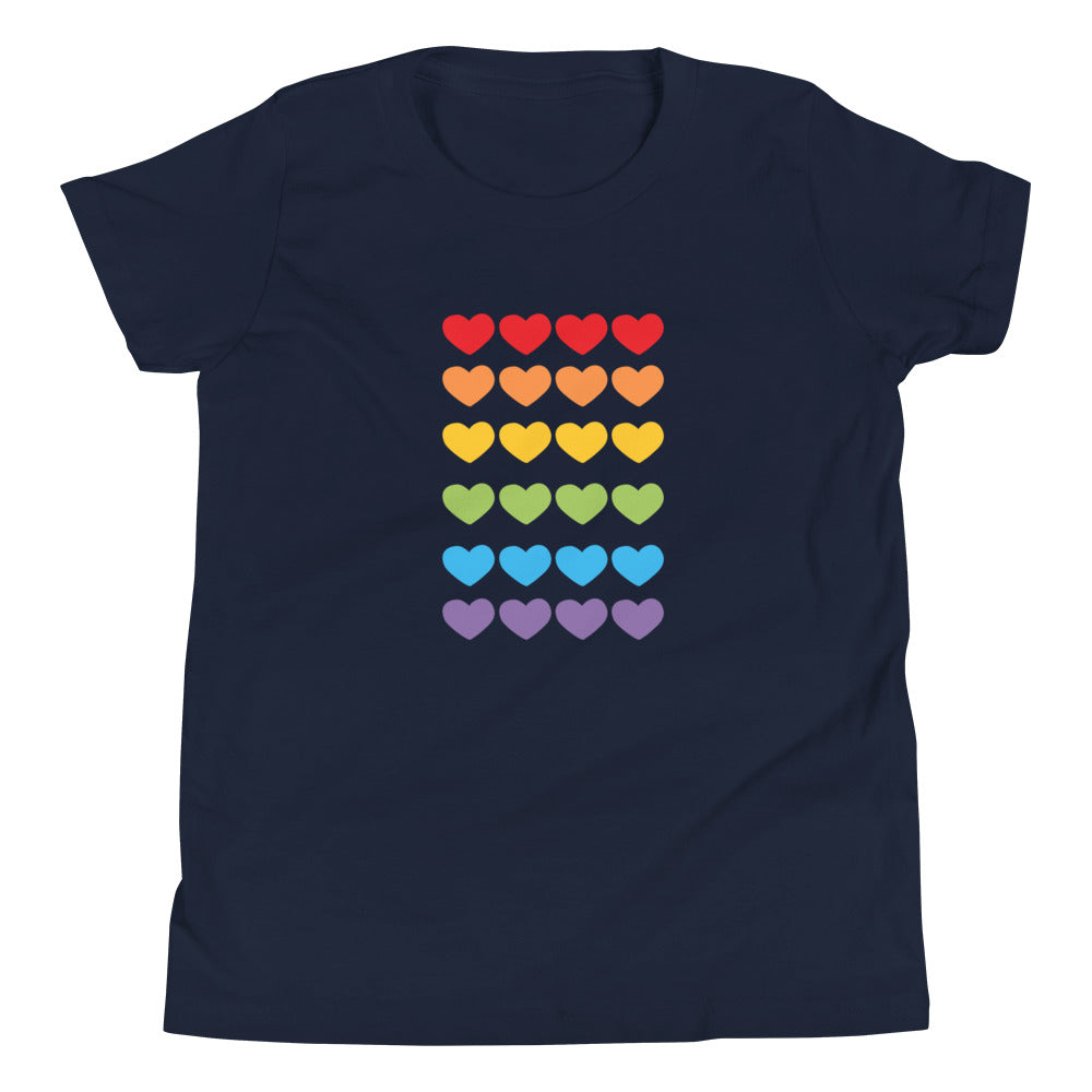 Unisex Kids Short Sleeve Bella Canvas Tee Rainbow Hearts