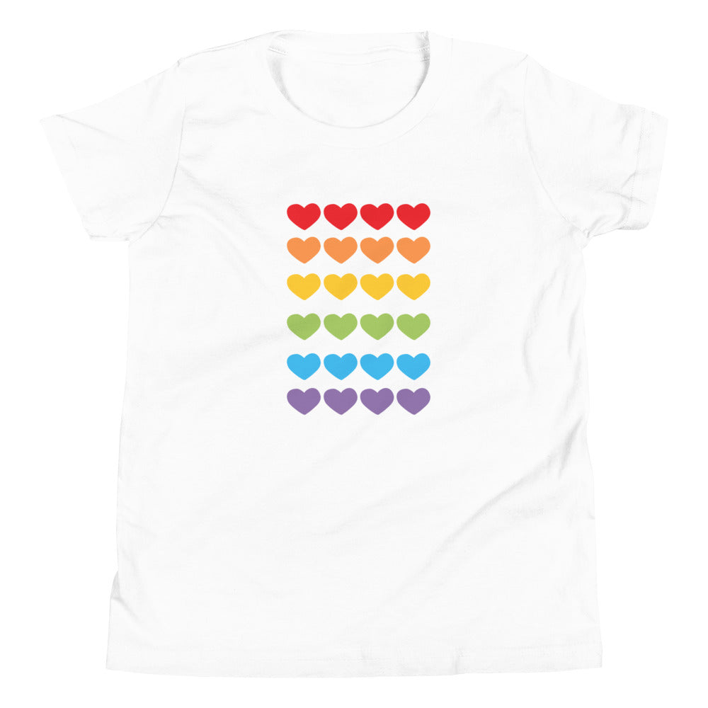 Unisex Kids Short Sleeve Bella Canvas Tee Rainbow Hearts